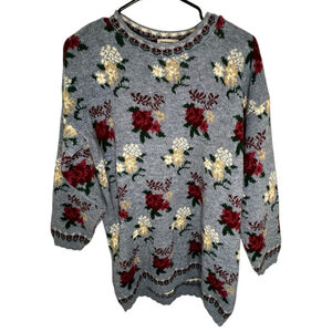 New Addition Maternity Vintage Floral Pattern Pullover Sweater